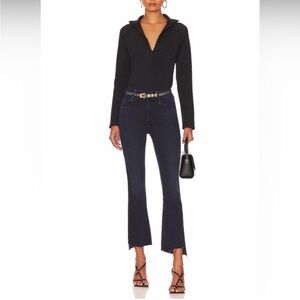 Mother The Insider Crop Step Fray Wash Night In Paris Black Jeans Size 27 Preppy